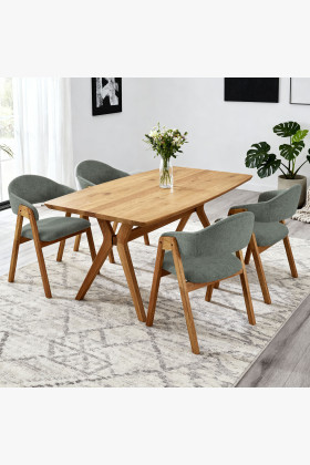 Dubový jedálenský stôl oválny 180 × 90 cm a stoličky Arco matné